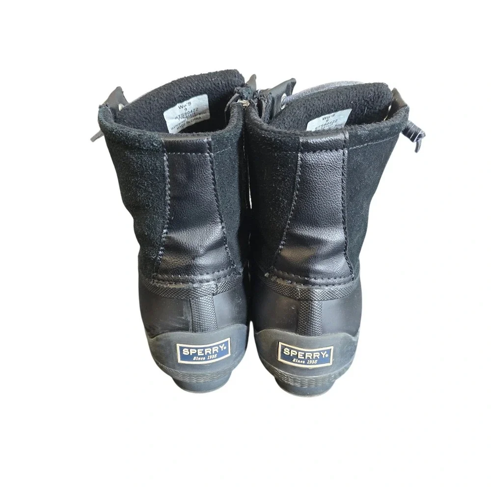 Sperry Saltwater Black Suede Leather Waterproof Duck Boots STS80422 Womens‎ 9